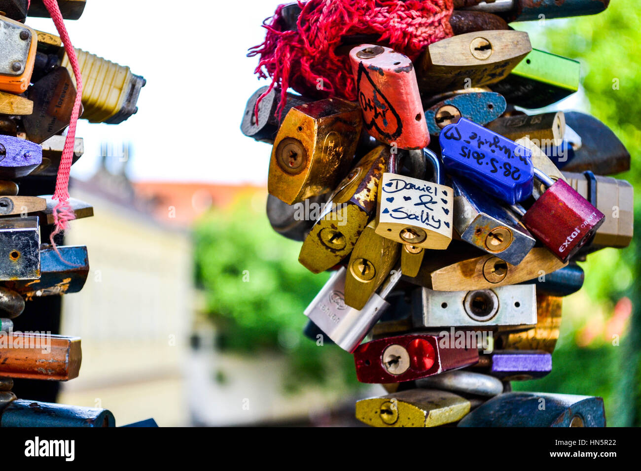 Love locks in Prague Stock Photo