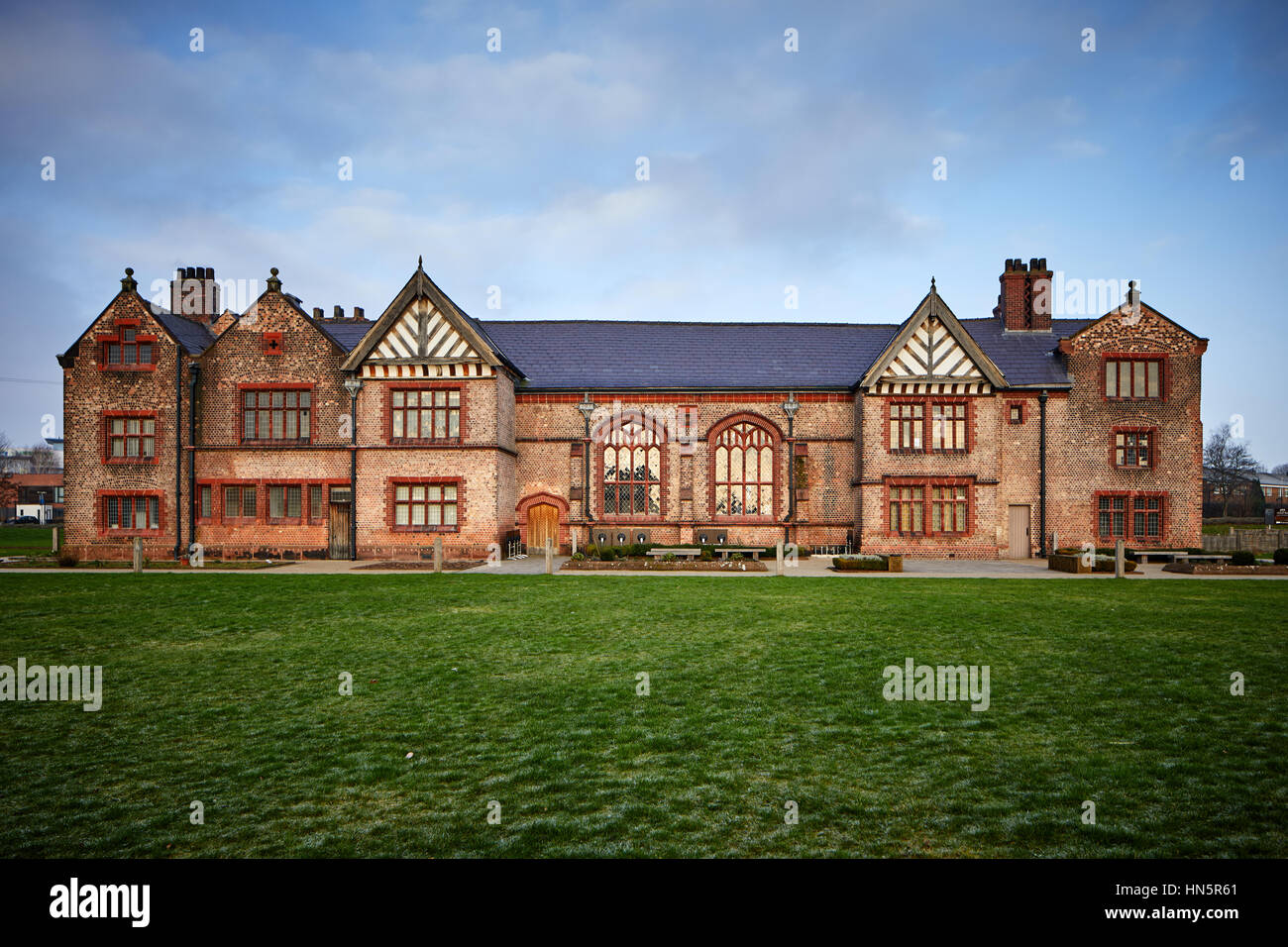 Blue sky sunny day at former stately home for the Radclyffe family