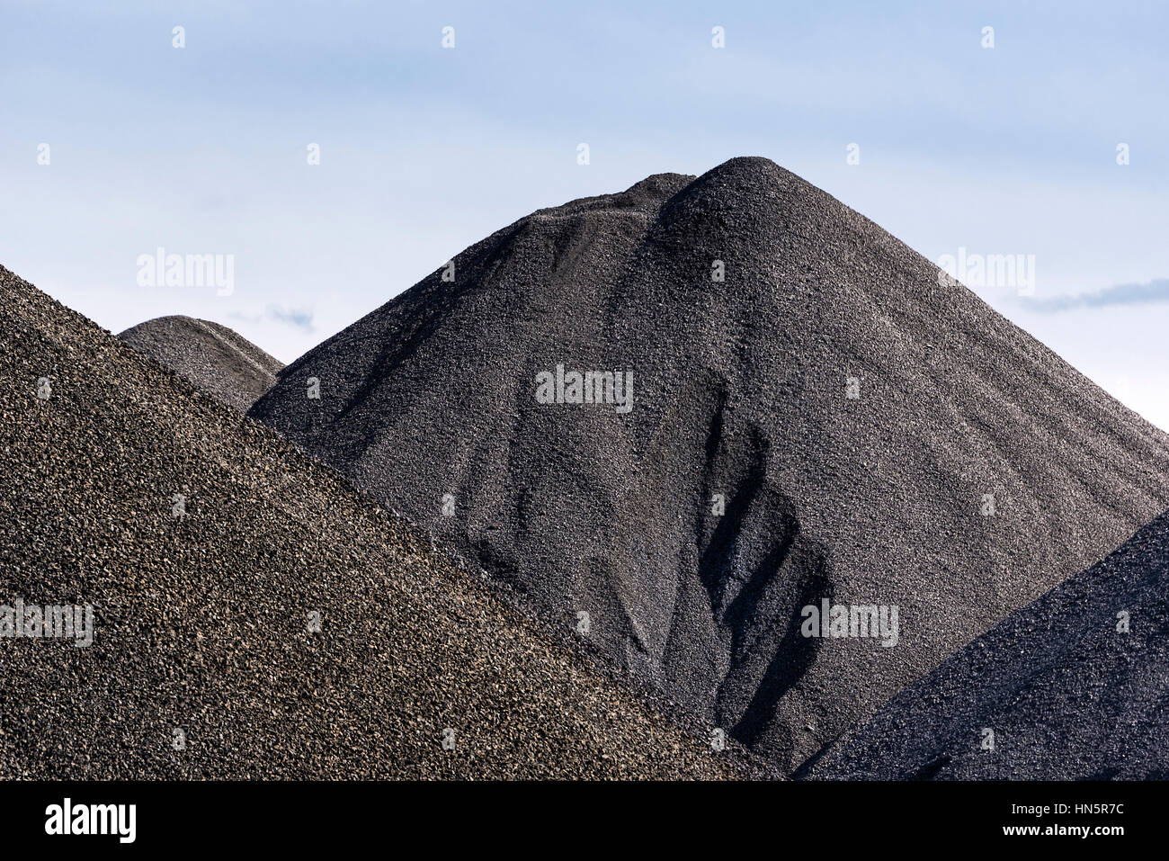 Stockpiles of raw coal, Ashtabula, Ohio, USA. Stock Photo