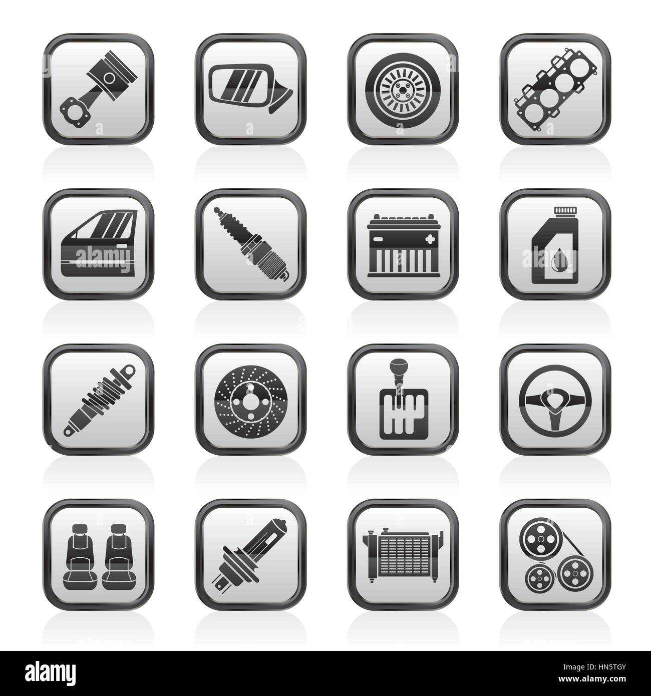 Detailed car parts icons Stock Vector