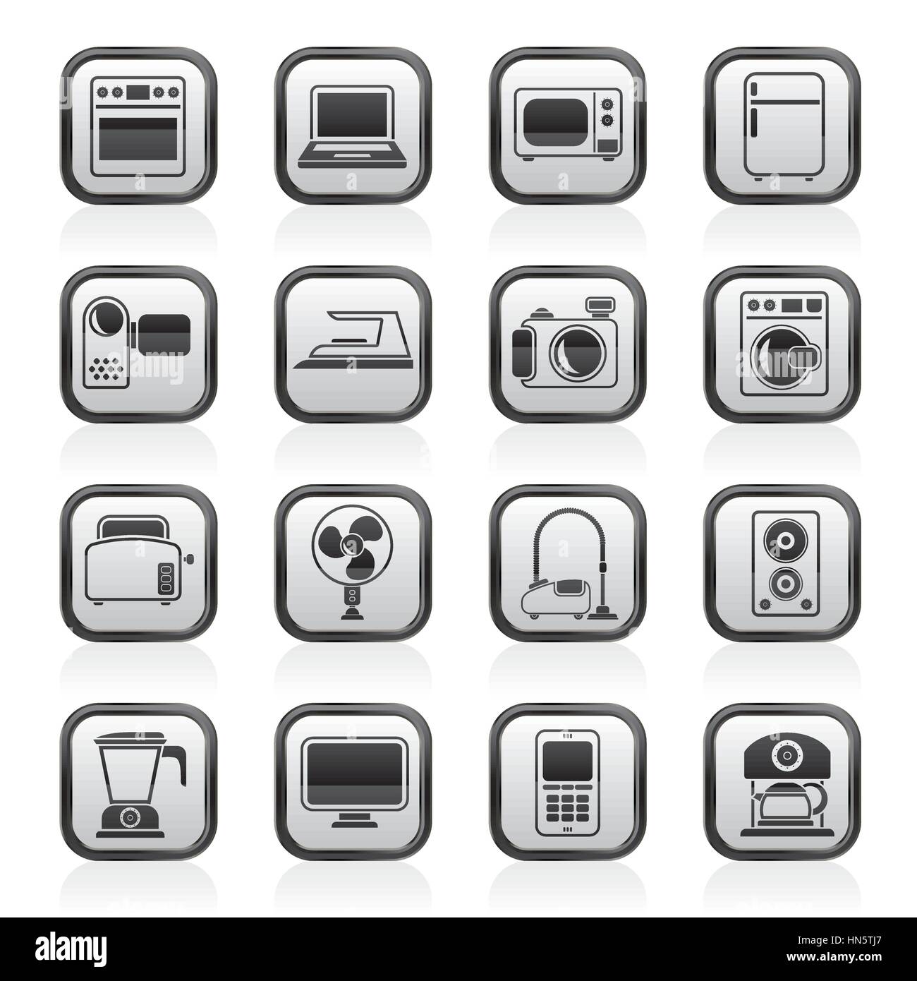 household appliances and electronics icons Stock Vector