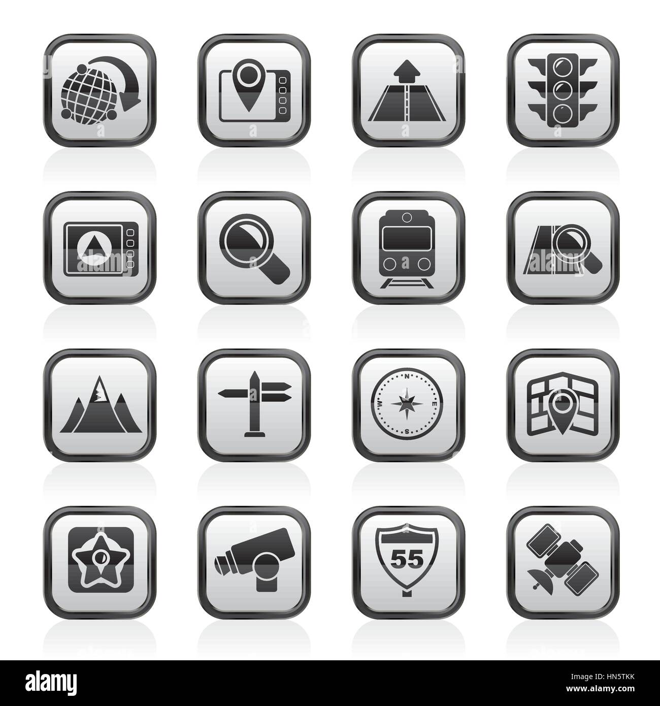 Map, navigation and Location Icons Stock Vector