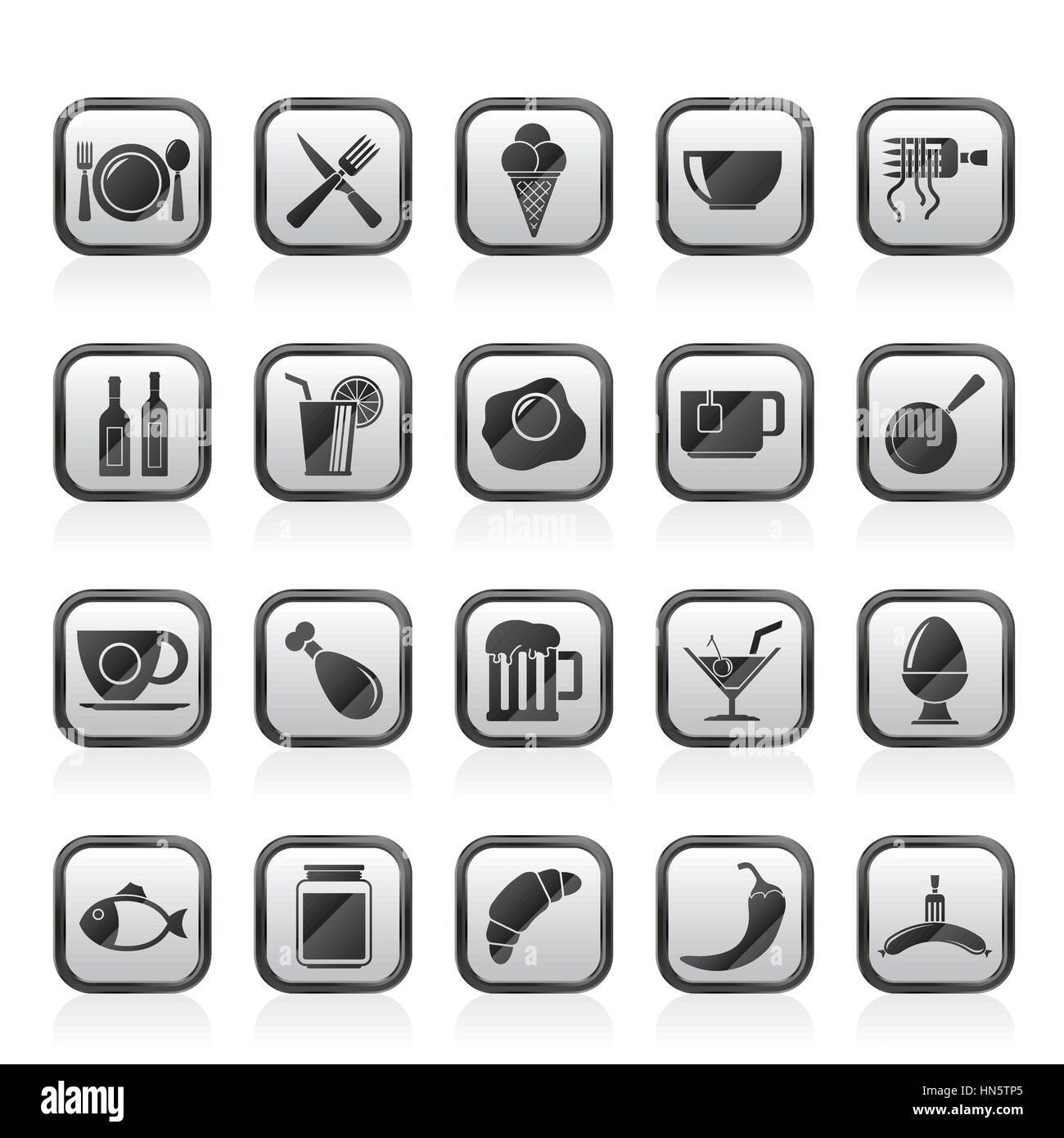 Food, drink and restaurant icons Stock Vector