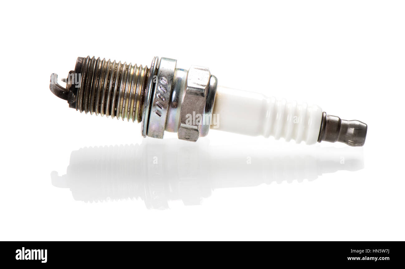 used spark plugs with soot Stock Photo Alamy