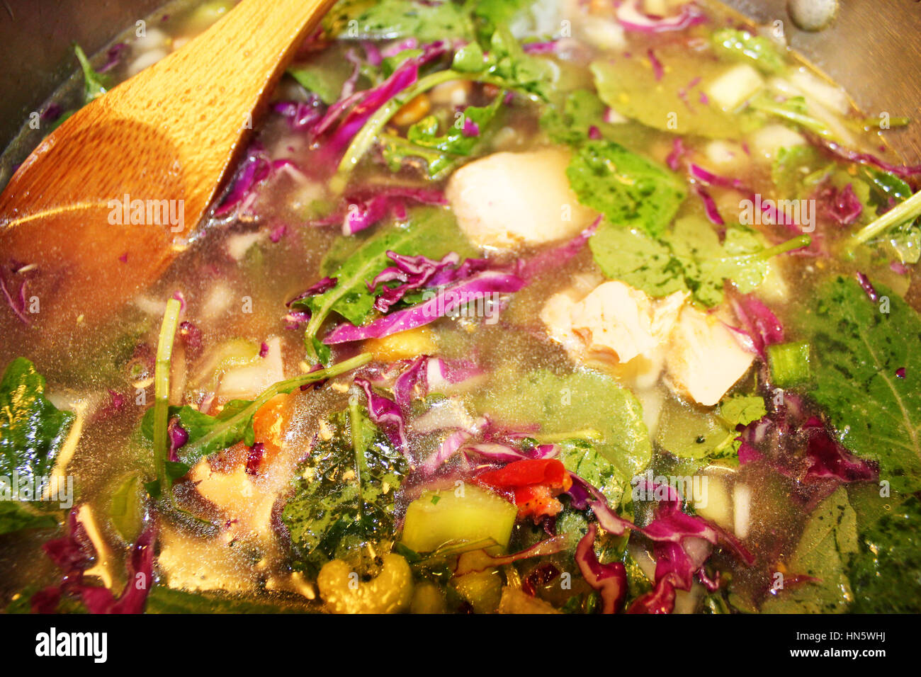 Chicken and vegetable soup Stock Photo - Alamy