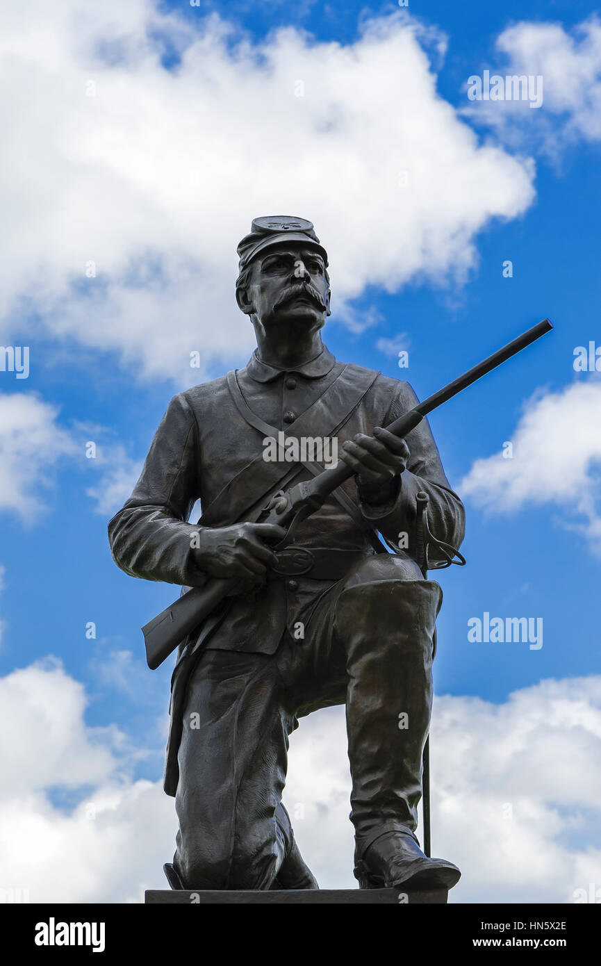 Infantry soldier, Gettysburg National Military Park, Pennsylvania, USA Stock Photo