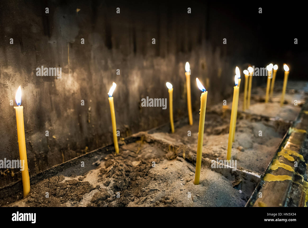 Church votive candles. Stock Photo