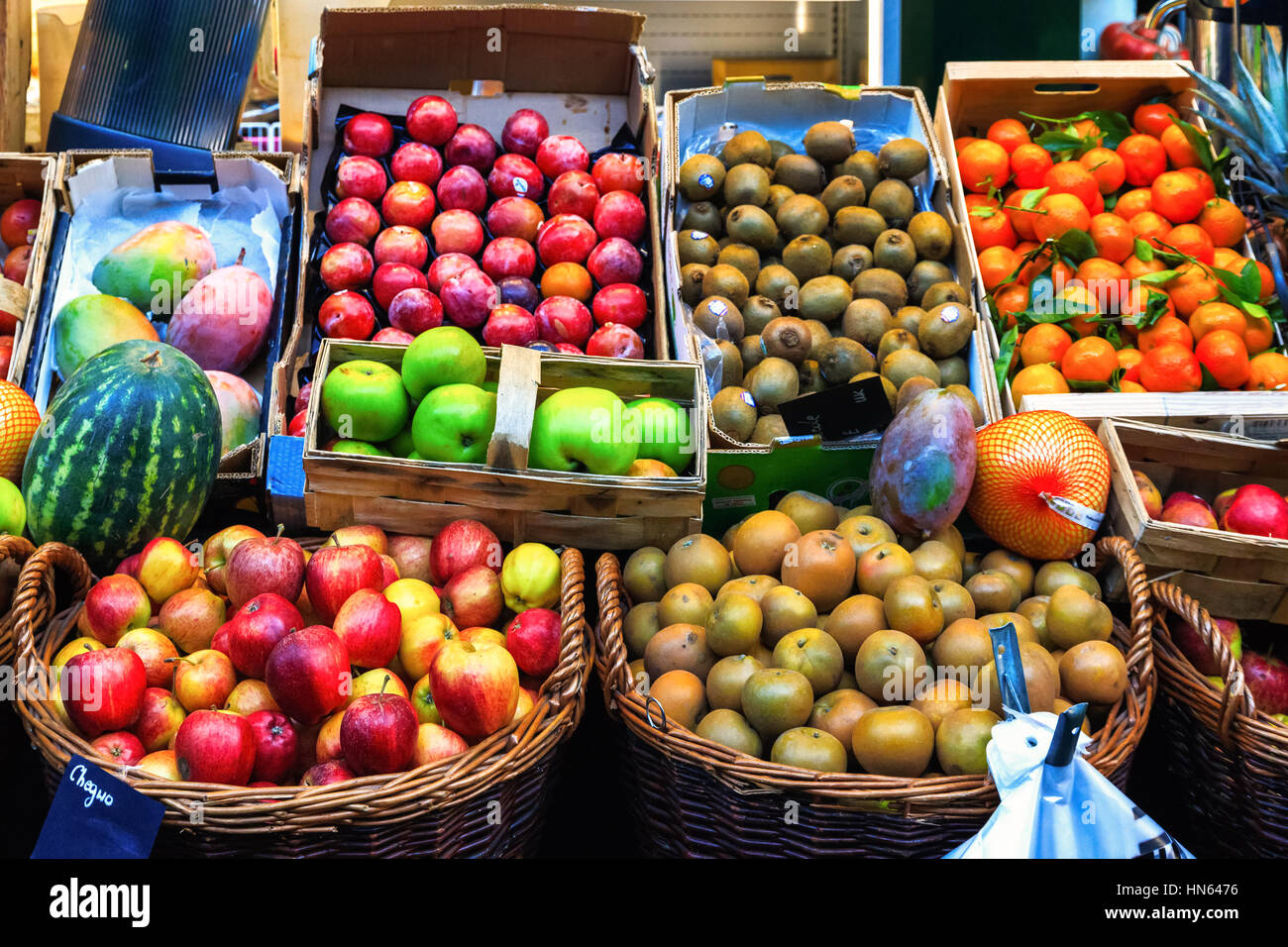 Fresh fruits on display at Borough Market, London Stock Photo Alamy