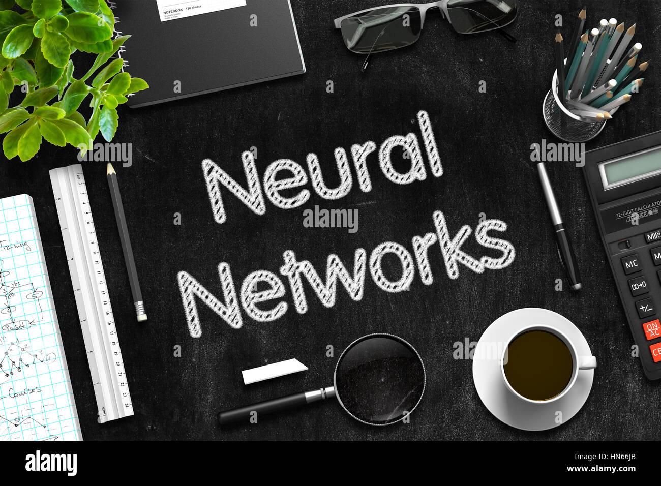 Neural Networks. 3D Rendering. Stock Photo
