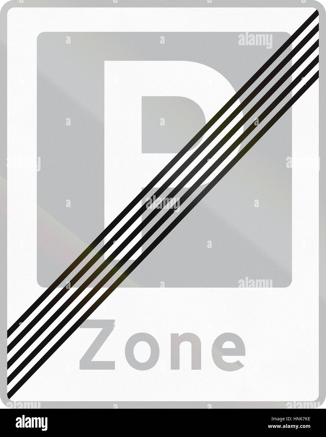 Road sign used in Denmark End of a parking zone Stock Photo Alamy