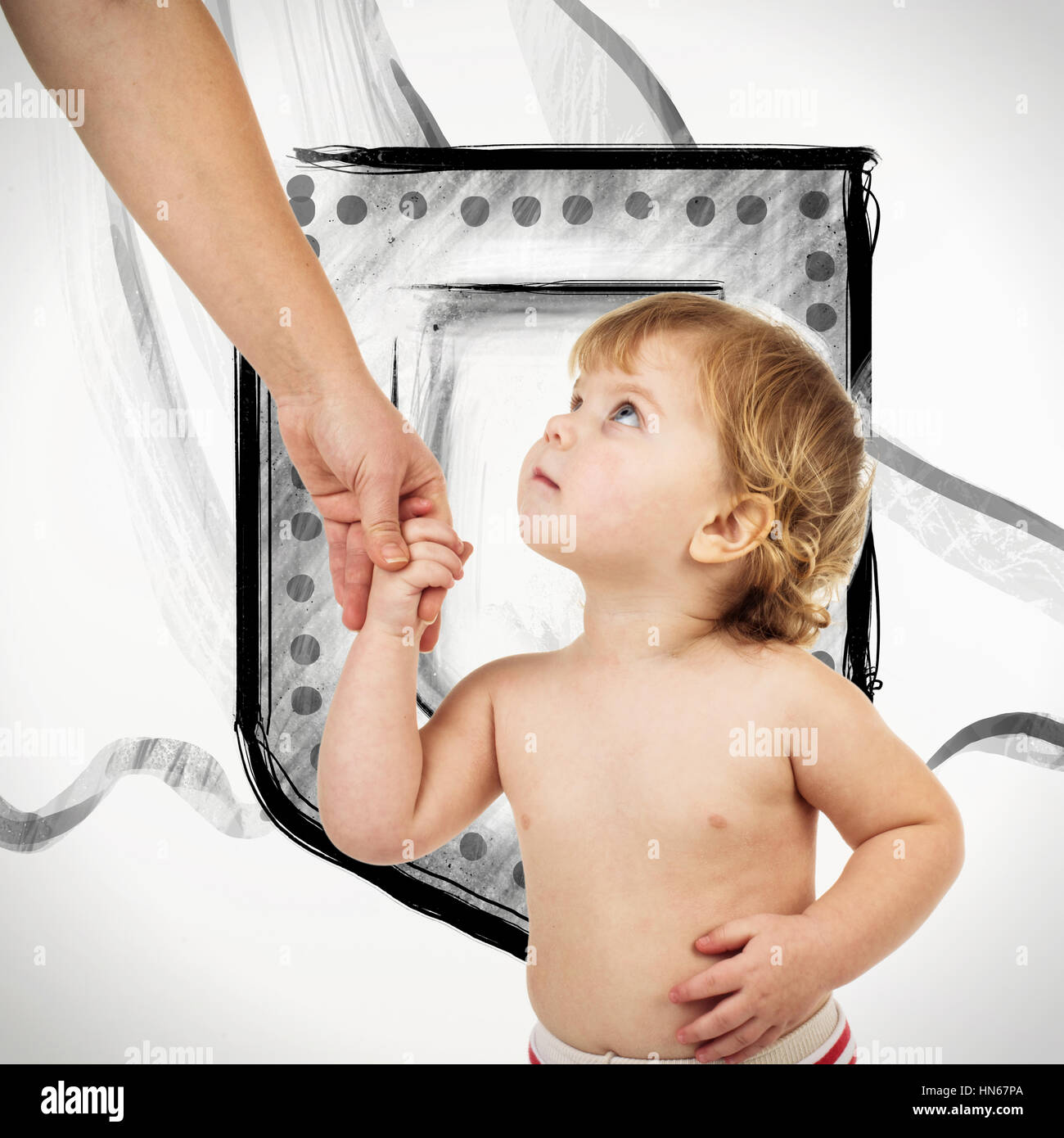 hands of the mother and baby isolated on white background Stock Photo ...