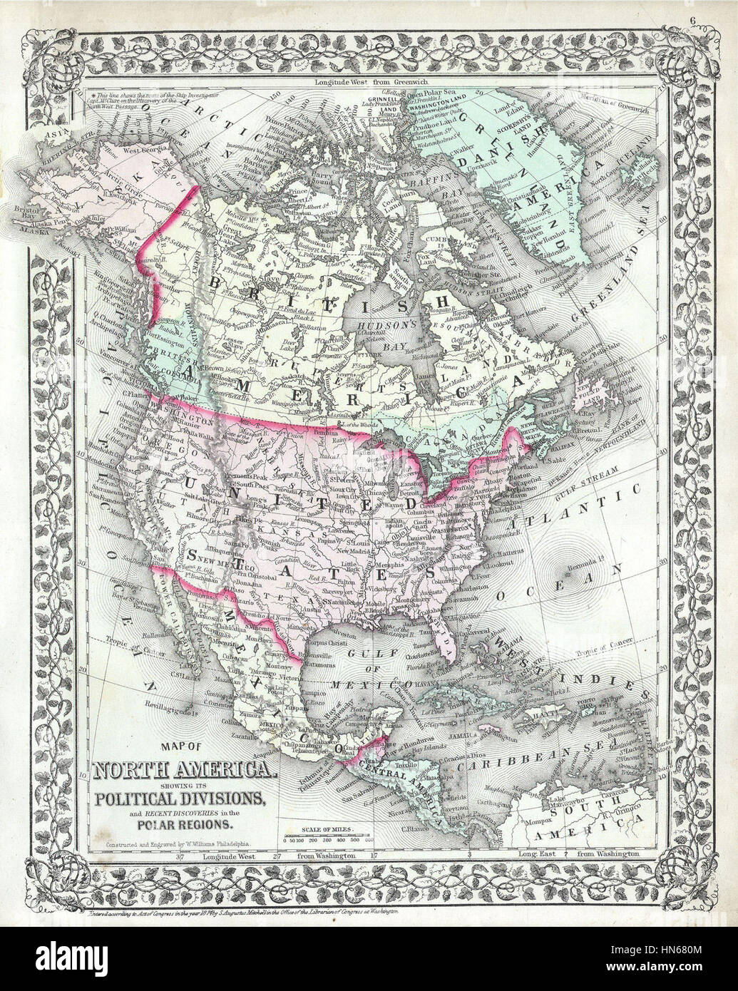 1874 Mitchell Map of North America ^ the United States - Geographicus - AmerNorth-m-1874 Stock Photo