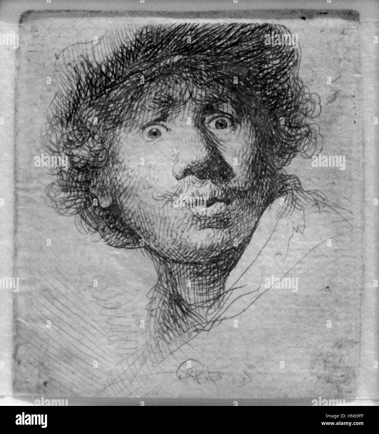 1630 Rembrandt Selbstportrait mit aufgerissenen Augen anagoria Stock Photo