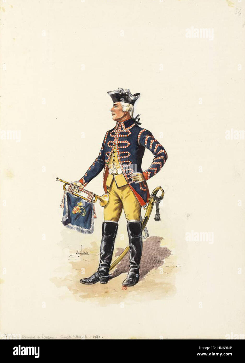 1780 - Volontaires étrangers de Lauzun - Trompette des Hussards (54) Stock Photo
