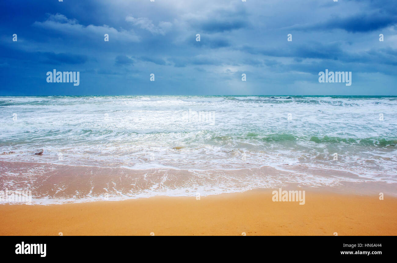 waves on the sea landscape a background of blue sky Stock Photo - Alamy