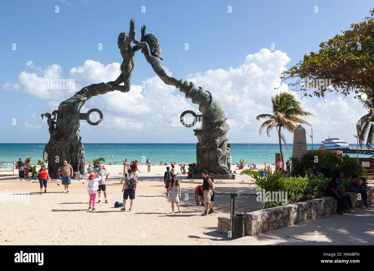 Bronze sculpture, Playa del Carmen, Riviera Maya, Yucatan Peninsula