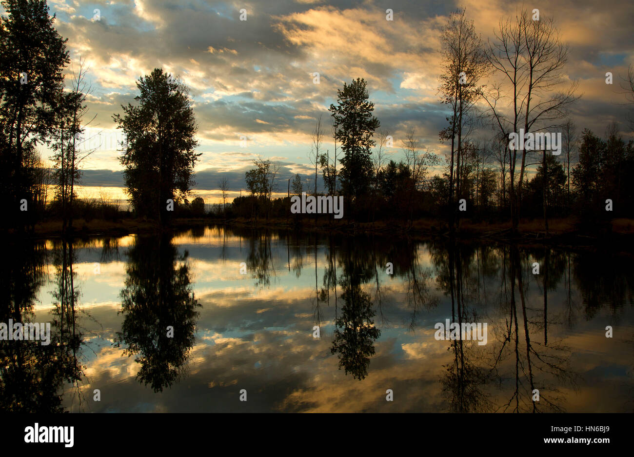 Dawn reflection across St Louis Ponds, St Louis Ponds Public Fishing 