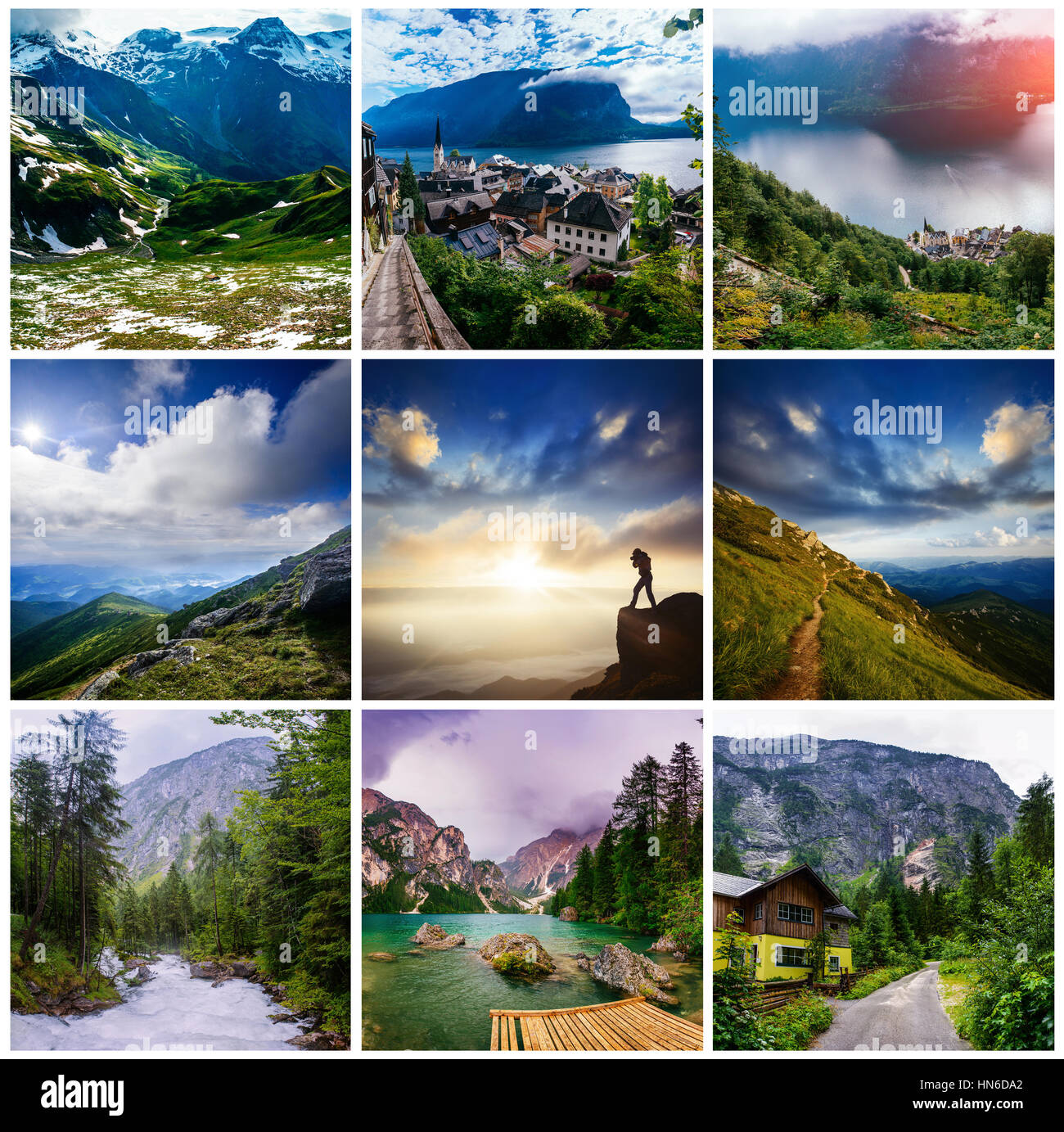 collage of mountain landscapes Stock Photo Alamy