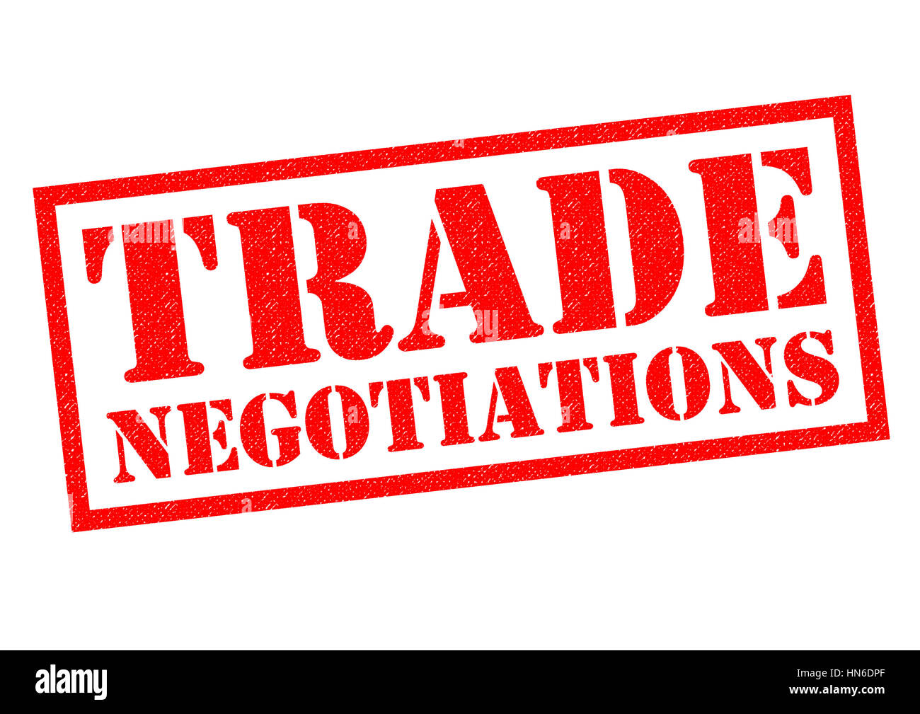 TRADE NEGOTIATIONS red Rubber Stamp over a white background. Stock Photo