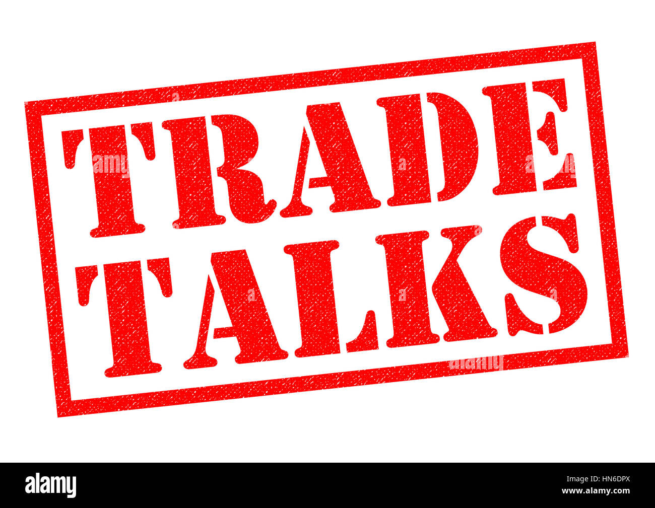 TRADE TALKS red Rubber Stamp over a white background. Stock Photo