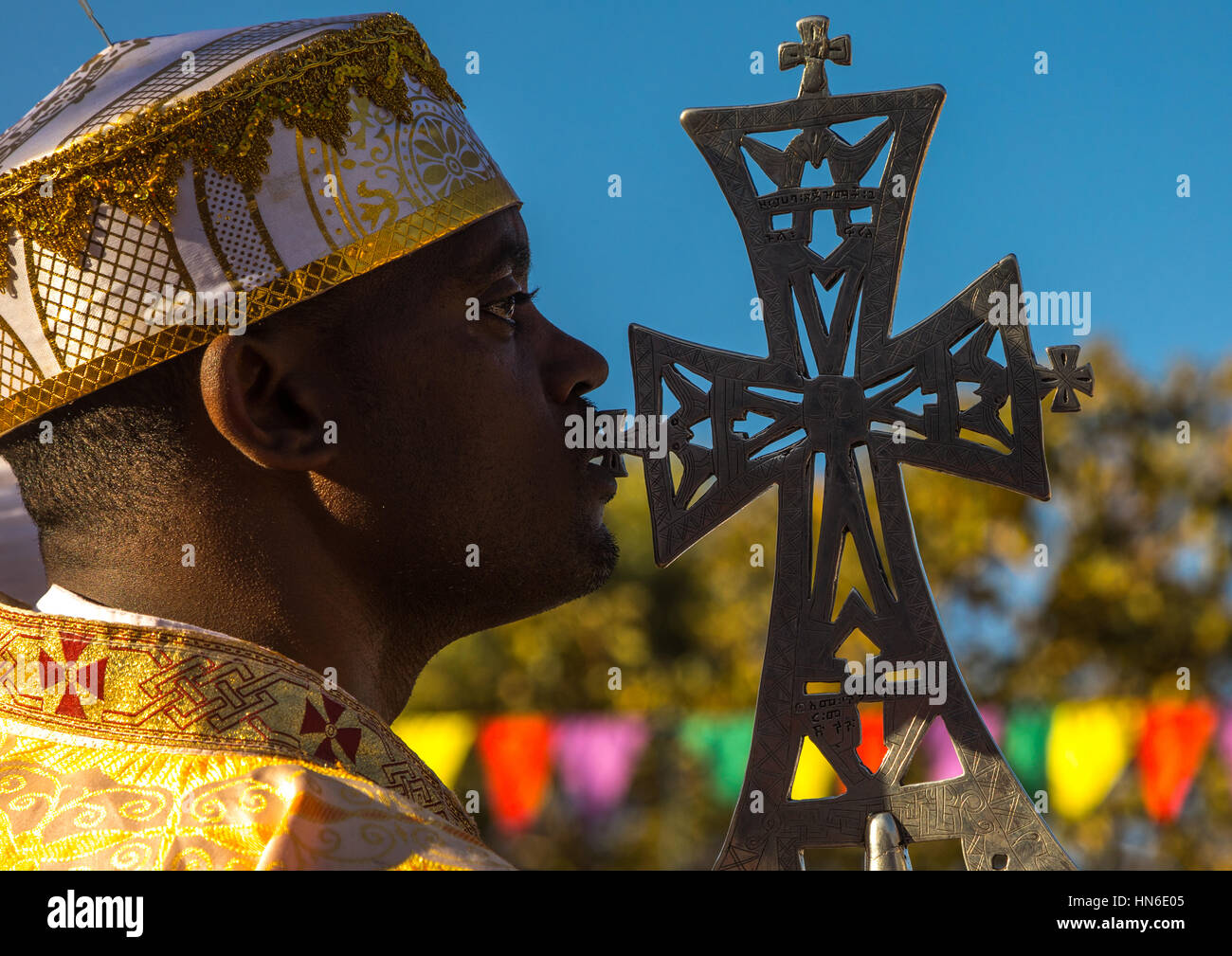 Large Traditional Ethiopian Wood Blessings Hand Coptic Cross Ethiopia