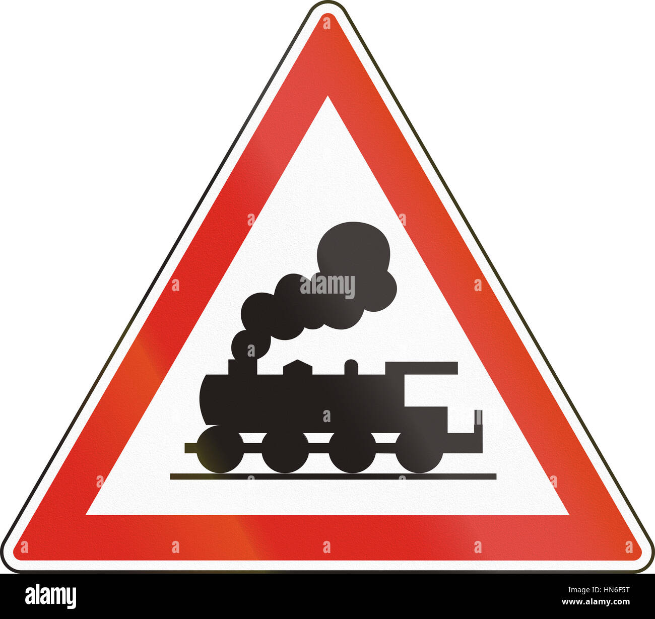Hungarian Warning Road Sign Level Crossing Without Barrier Or Gates Ahead Stock Photo Alamy