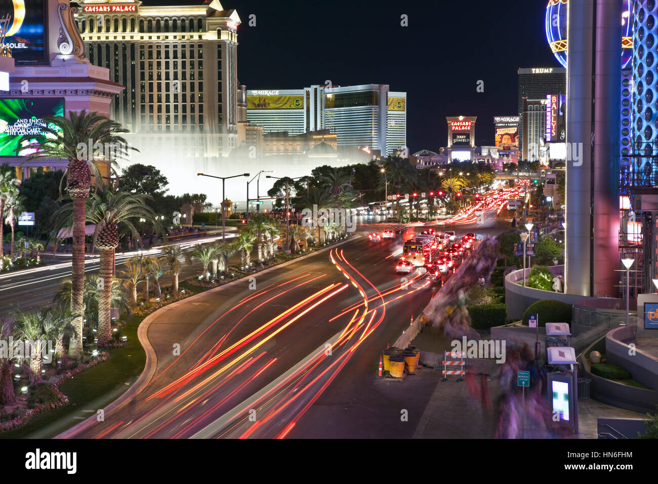 Night traffic on the Las Vegas strip in Southern Nevada. Stock Photo