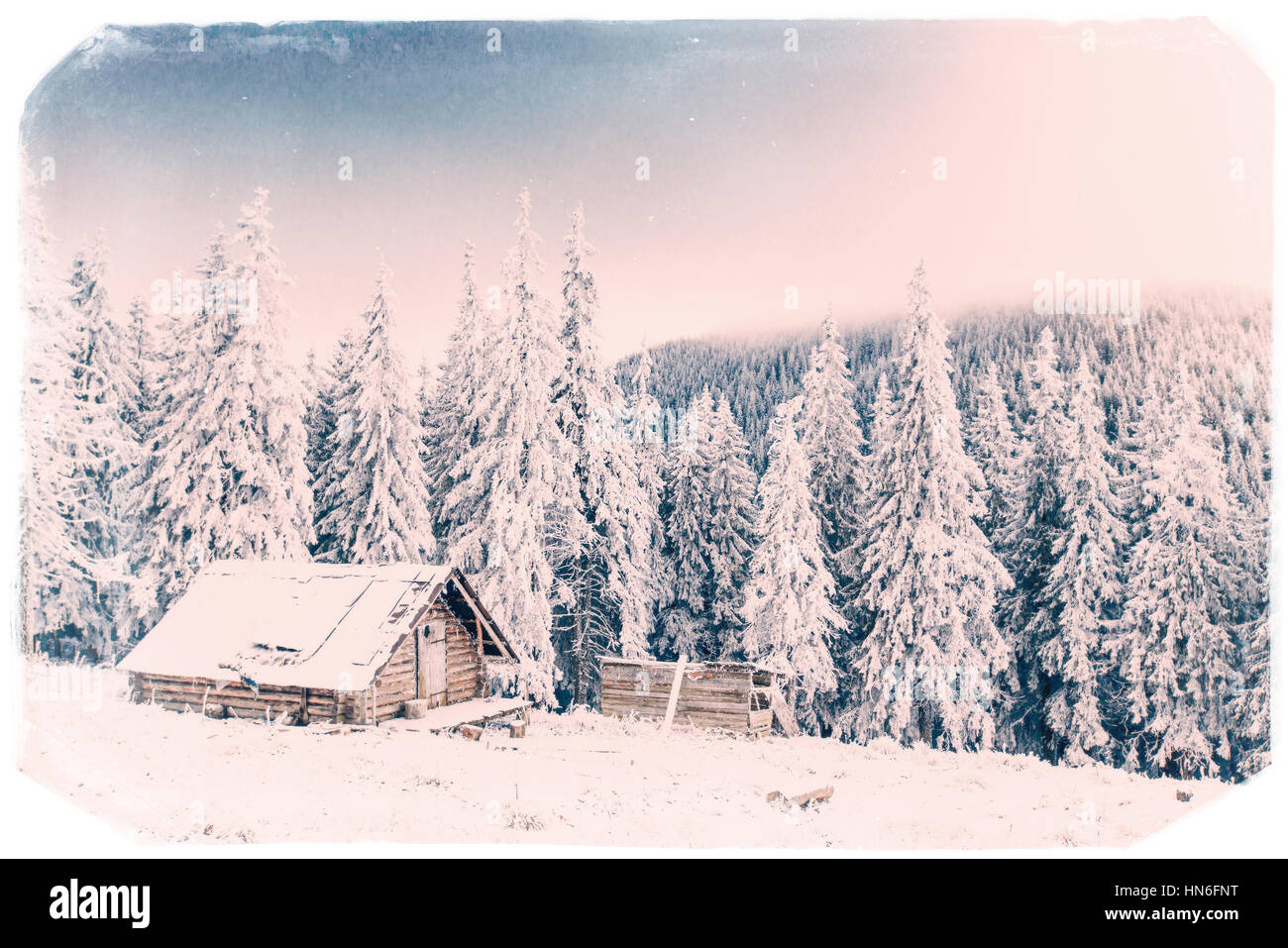 chalet in the mountains. Vintage effect Stock Photo