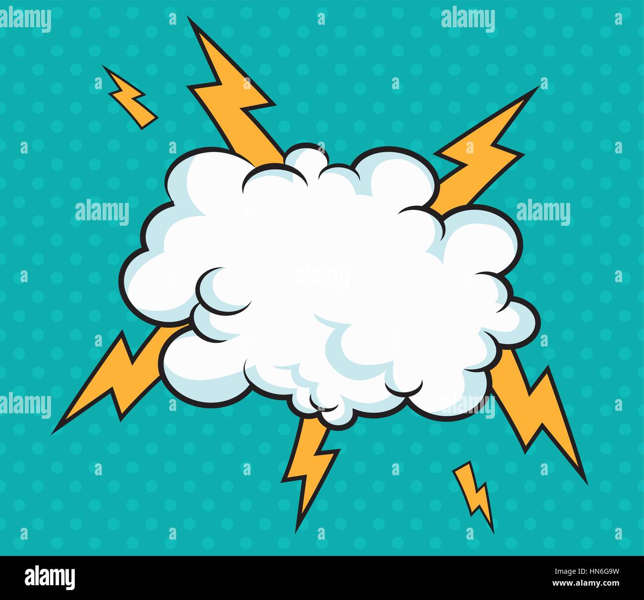 pop art cloud with lightning design blue background Stock Vector Image & Art  - Alamy