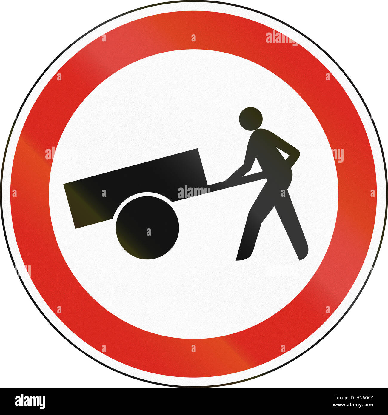 Hungarian regulatory road sign - No handcarts Stock Photo - Alamy