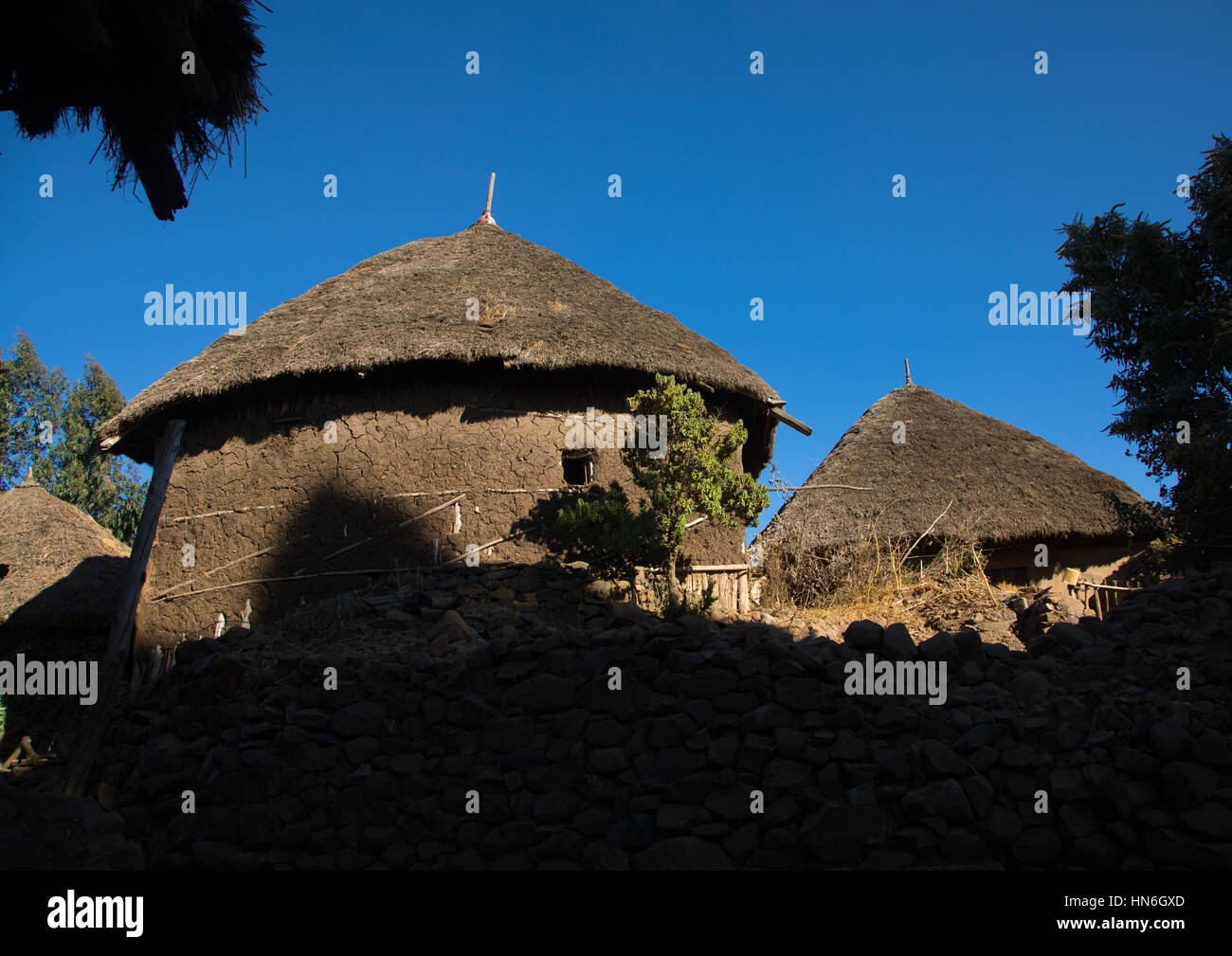 Stone Houses Village In The Highlands Amhara Region Debre Birhan 