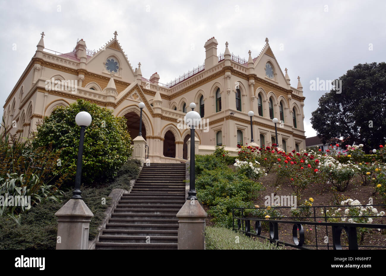 The Parliamentary Library Building built in 1898 and standing beside Parliament Building and the Beehive in Wellington, New Zealand. Stock Photo