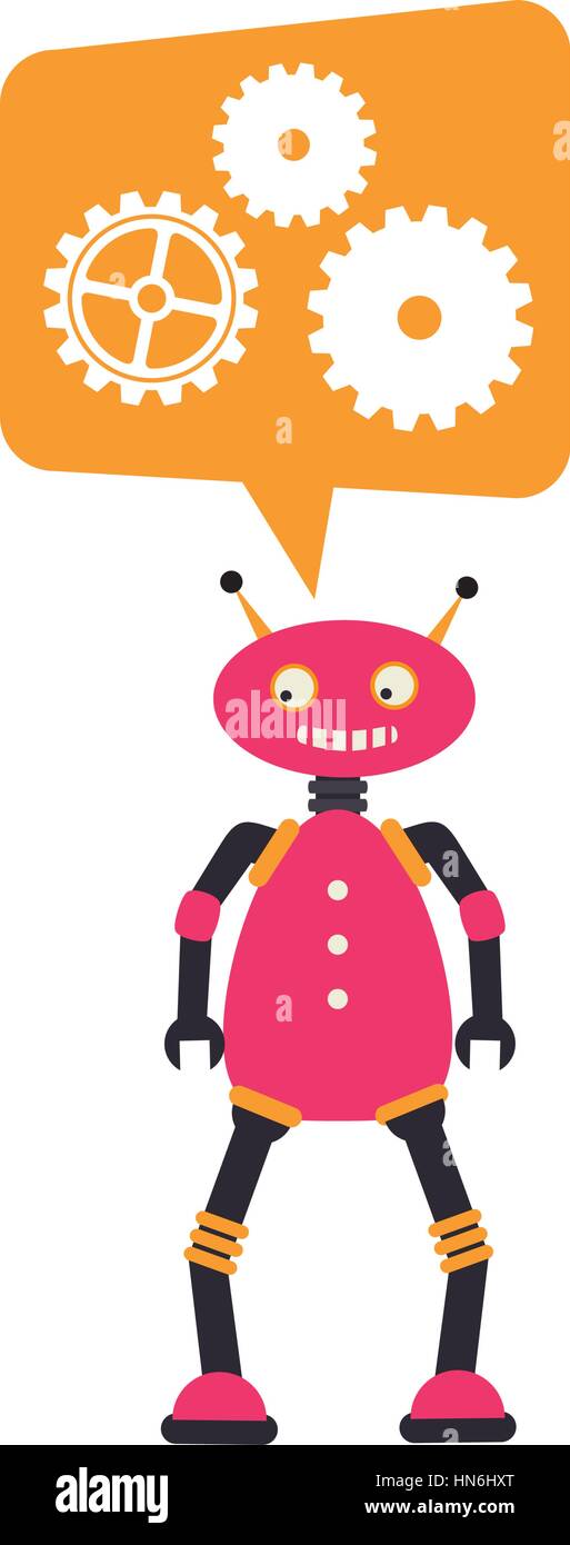electronic robot with speech bubble card icon vector illustration ...