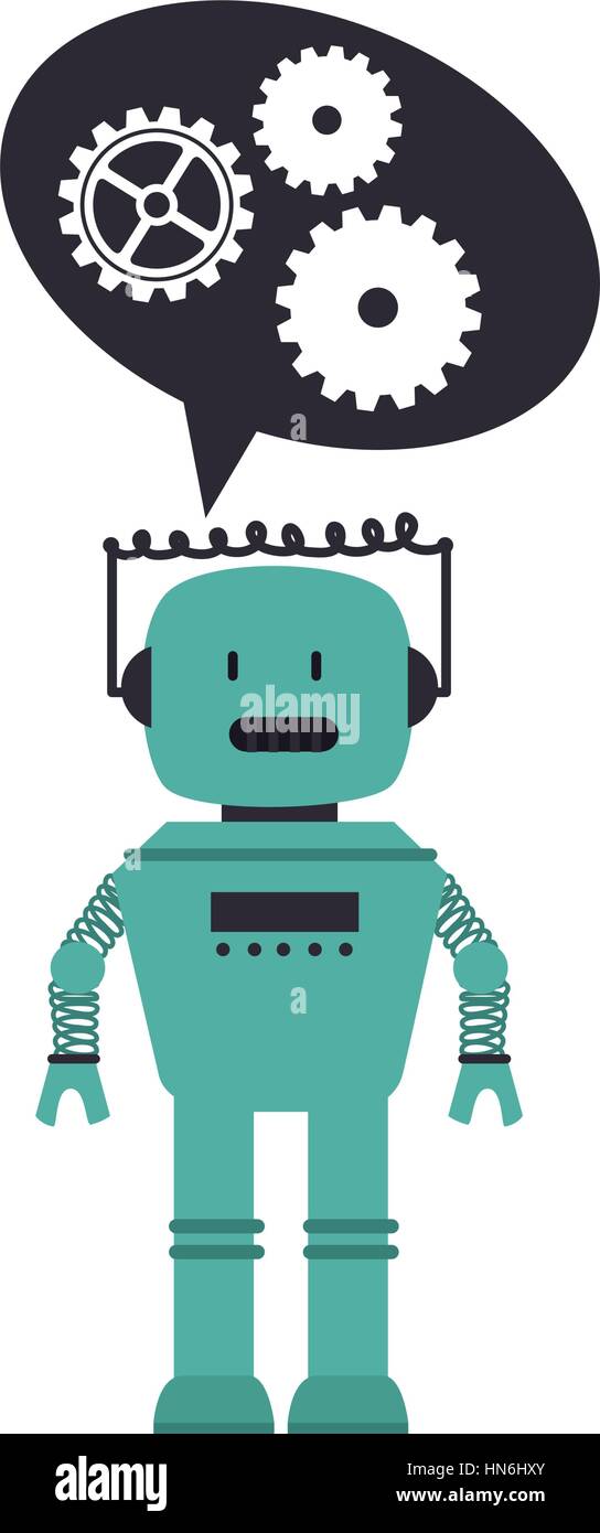 electronic robot with speech bubble card icon vector illustration ...
