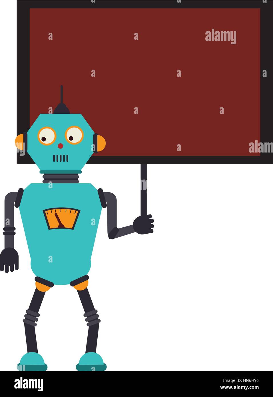 electronic robot with banner card icon vector illustration design Stock ...