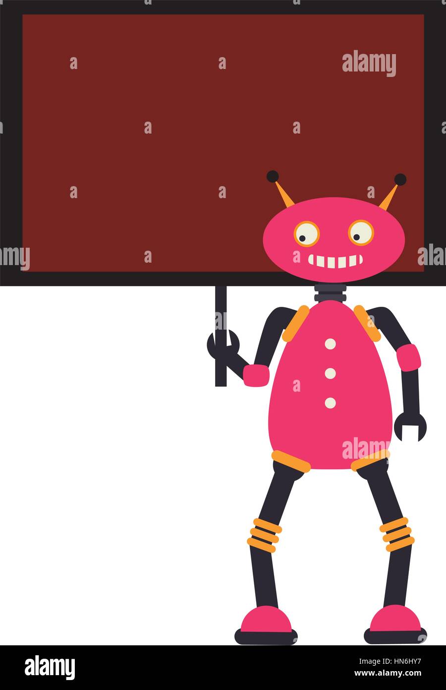 electronic robot with banner card icon vector illustration design Stock ...