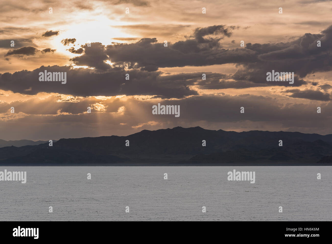 White Salt Flats with sunset near Salt Lake City, Utah Stock Photo Alamy