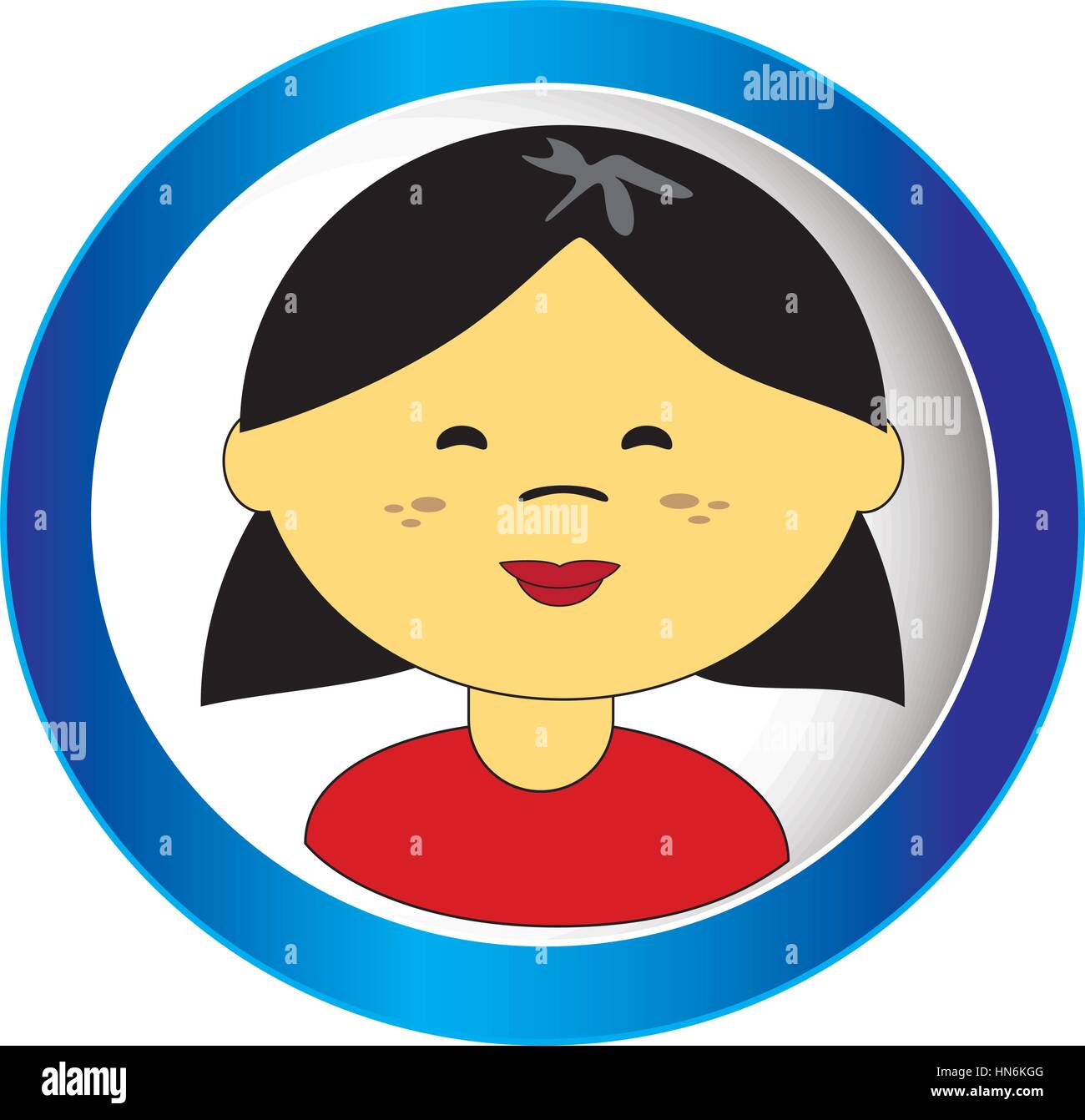 asian girl face with short hair in circular frame vector illustration Stock Vector