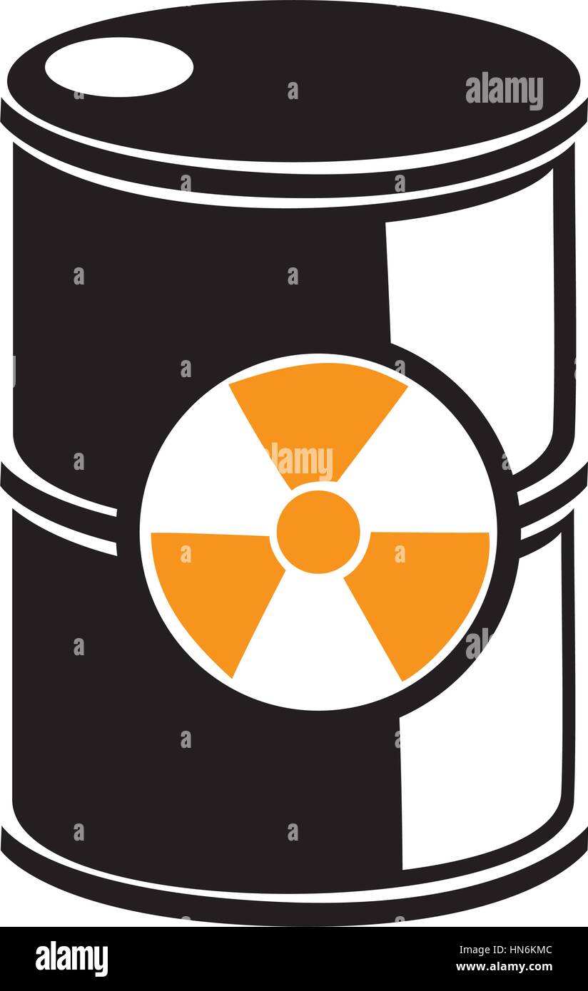 silhouette barrels with radioactive materials vector illustration Stock Vector