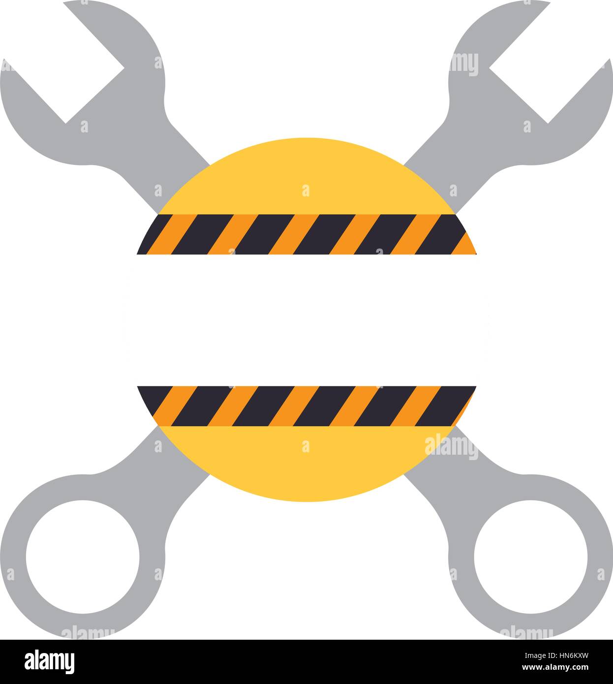 color silhouette with crossed wrenches and warning line vector