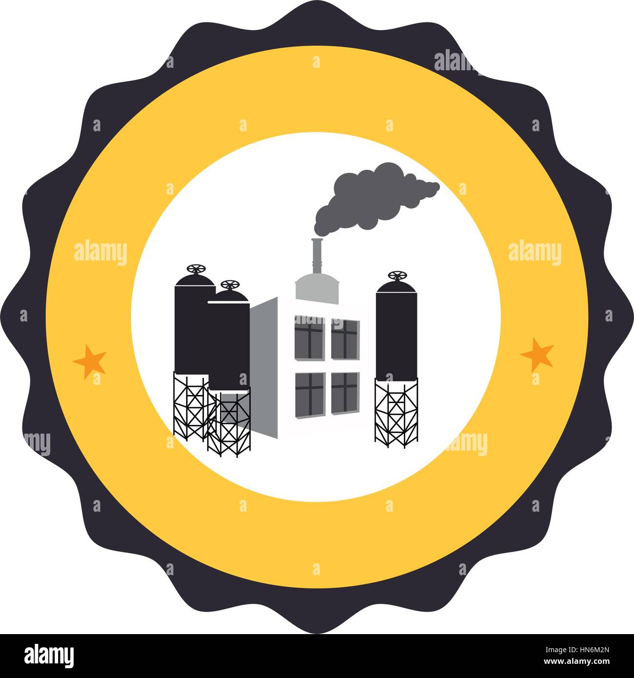 circular frame with pictogram with industry vector illustration Stock ...