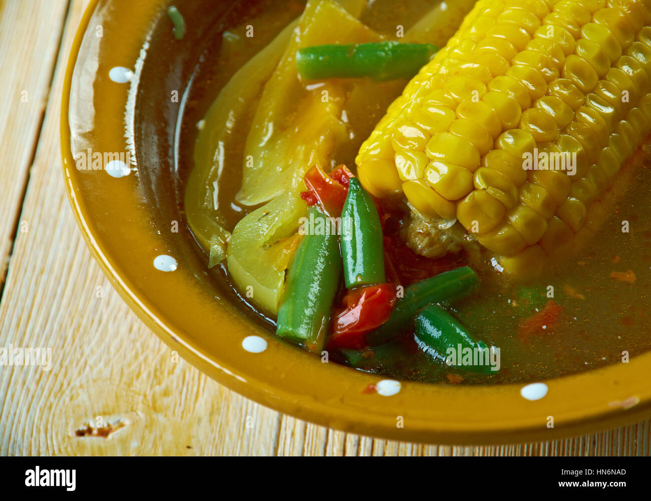 Cara Membuat Sayur Asem - popular Indonesian tamarind dish Stock Photo