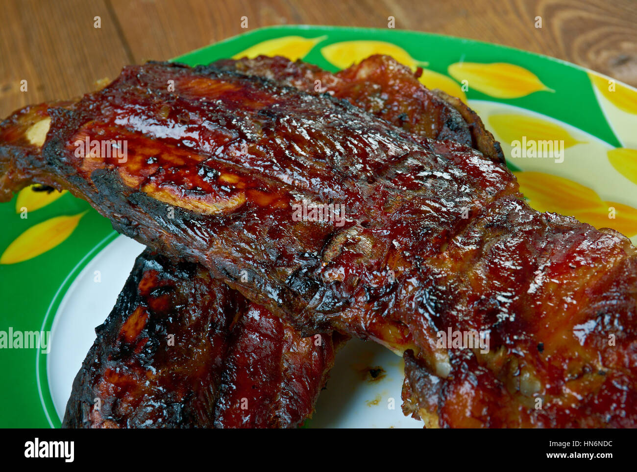 Sticky stout ribs from South African pork Stock Photo Alamy
