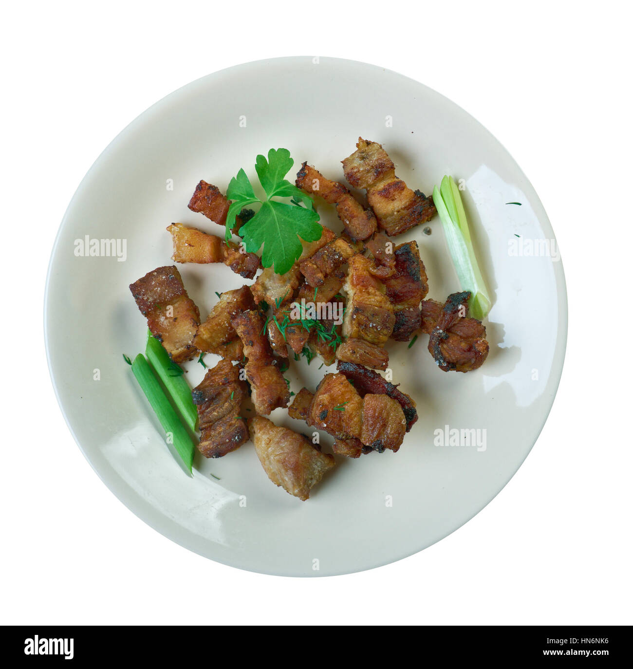 Pork rind skin of a pig. Pork rind is a common ingredient of sausages