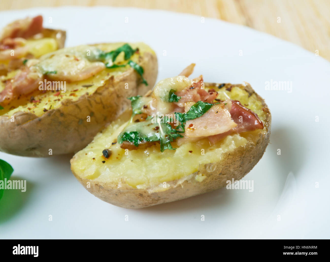 Trylle Kartofler Danish Style Baked Potatoes With Cheese And Bacon Stock Photo Alamy