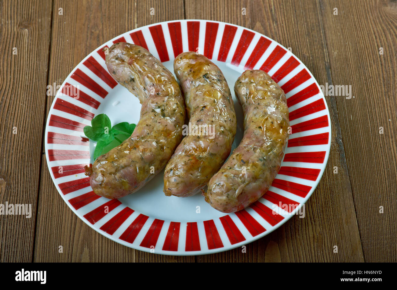 Traditional Homemade Oxford Sausages istinctive variety of pork and