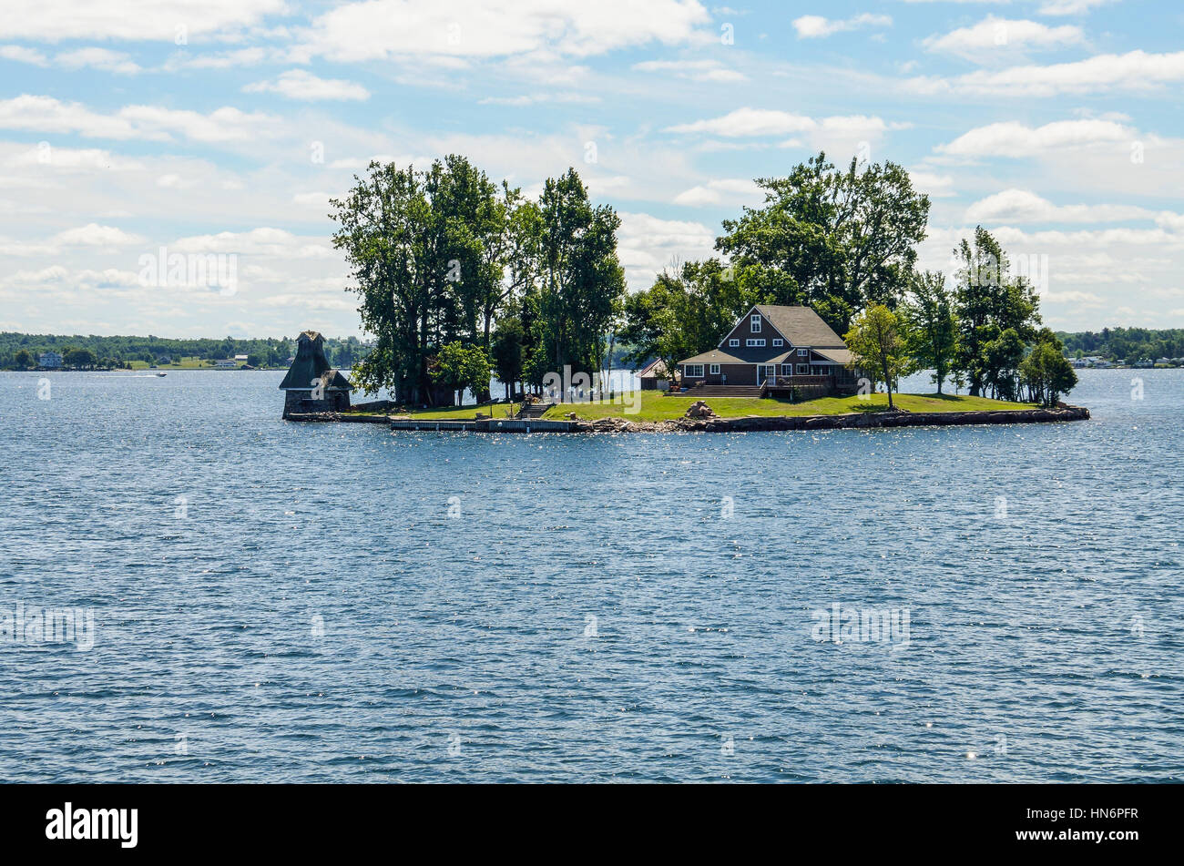 Kingston, Canada - July 24, 2014: Saint Lawrence river in the Thousand Islands on the Canadian side of the archipelago Stock Photo