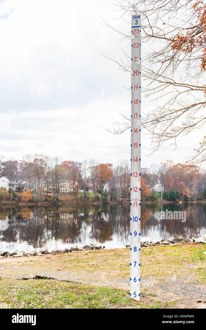 Lake water level meter Stock Photo