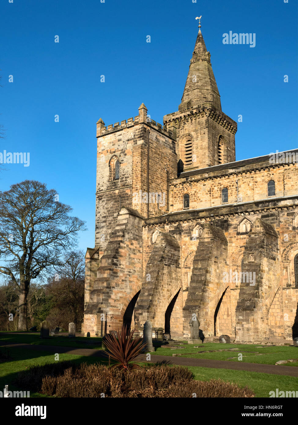 Tower and Spire at the Romanesque Abbey Nave Dunfermline Abbey ...