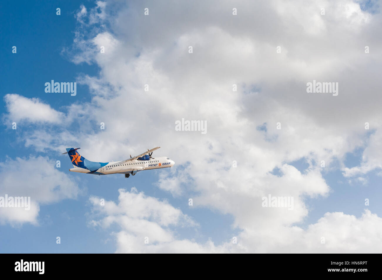 Israel, Tel Aviv-Yafo, Israir flight taking off Stock Photo